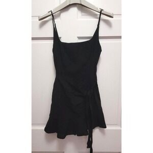Princess Polly Cotton Blend Faux Wrap Tunic Top Mini Dress - Black - US Sz 2